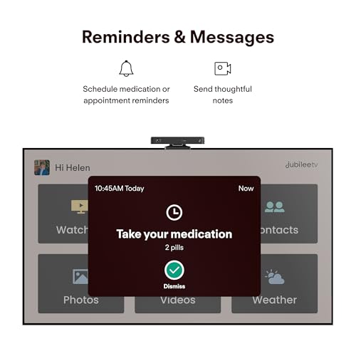 JubileeTV Remote Care System for Seniors — Stay Connected Through Their TV | Control TV Remotely from Your Phone | Video Calls, Reminders & Monitoring | Simple Setup + Voice Remote