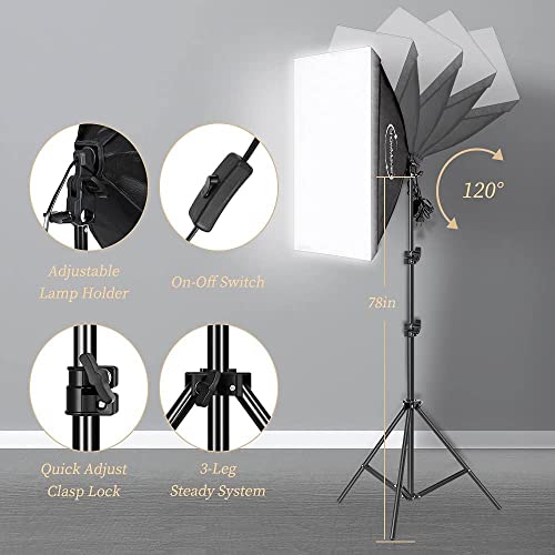 ShowMaven Photography Lighting Kit, Softbox Lighting Kit with Photo Backdrop for Product Photography, Portrait photography, Video Shooting Photography