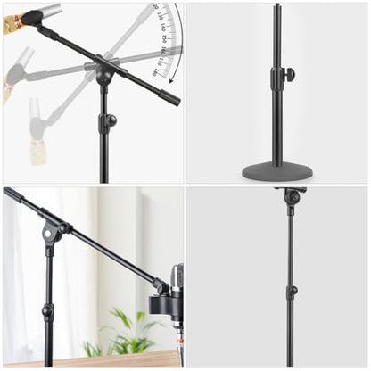 50cm Telescopic Mic Stand Extension Boom Arm with 3/8 Thread Metal Connector Pole for Podcasting, Streaming, and Desktop Microphone Stands