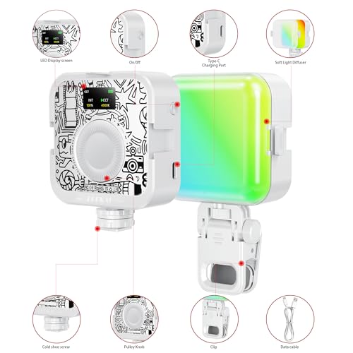 Leekai P6 RGB Video Light, Magnetic Portable Photography Lighting with Clip for Phone/Laptop, CRI 95+ 2500K-9000K, 2000mAh Rechargeable LED Camera Light for YouTube TikTok Zoom Meetings - color: White