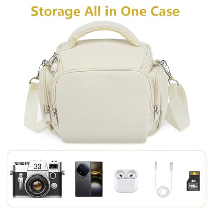 Ainiv DSLR Camera Bag, Waterproof Anti-Shock SLR Camera Case, Large Adjustable Shoulder Strap Camera Backpack, Portable Crossbody Single Shoulder Backpacks Compatible with Canon, Sony, Nikon, Beige - color: Beige
