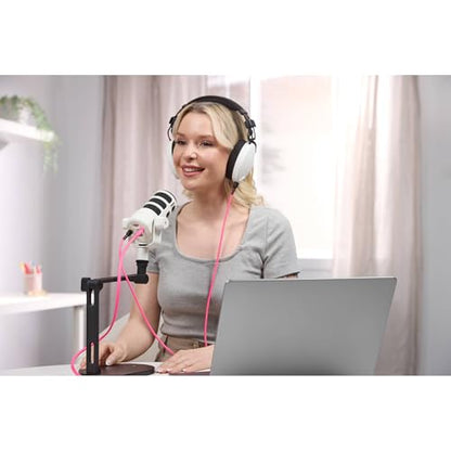 Rode PodMic USB White Dynamic Broadcast Microphone with Rode SC27 Black USB-C to USB-C Cable and StreamEye Adjustable Boom Arm