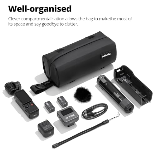 AMBITFUL ZOOM P1 Storage Case for DJI Osmo Pocket 3/4/360, Waterproof PU Leather Carrying Bag, Multi-Layer Large Capacity Travel Pouch, Shoulder Strap Compatible, 170g Compact