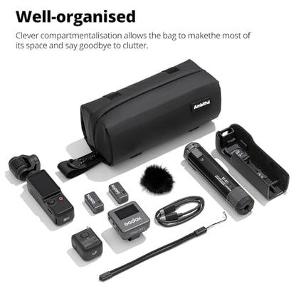 AMBITFUL ZOOM P1 Storage Case for DJI Osmo Pocket 3/4/360, Waterproof PU Leather Carrying Bag, Multi-Layer Large Capacity Travel Pouch, Shoulder Strap Compatible, 170g Compact
