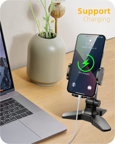 APPS2Car Heavy Duty Phone Stand - Adjustable Desktop Holder for Video Calls, Compatible with 4.7-6.8" Smartphones & Thick Cases, Perfect for Home Office - color: Black-Stand