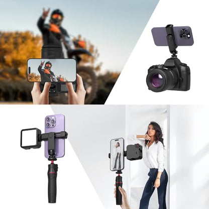 Flexible Phone Tripod Mount Adapter, Universal Smartphone Mount Adapter, Camera Cold/Hot Shoe Phone Tripod Holder for iPhone 17/16/15/14, Samsung Pixel Canon Nikon DSLR and More Cameras - color: Black