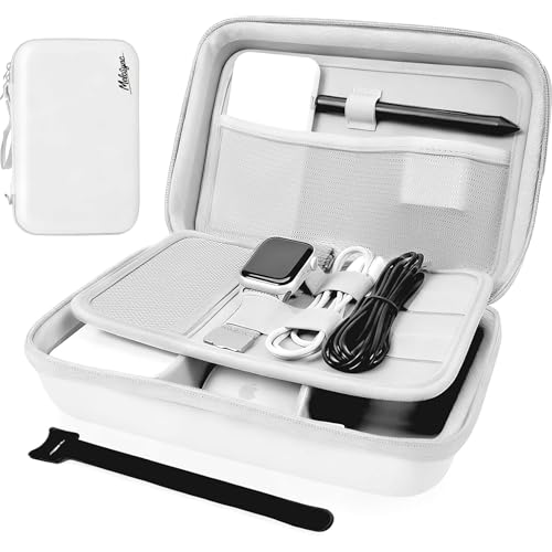 Hard Travel Electronic Organizer Case for Power Bank Chargers Cables USB Flash Drive SD Card Electronics & Backpack Organizer Travel Case Small Portable Accessories Bag, white - color: white