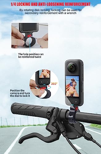 Motorcycle Handlebar Clip Holder 1/4 Screw Bicycle Bike Seatpost Clamp Compatible with Go-pro 11 ONE Action Camera Accessories (Black and Red Clip) - color: Black and Red Clip