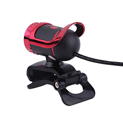 USB 2.0 0. Pixels Clipon Webcam,Clip on PC Camera,Plug and Play HD Web Camera with 360 Rotating Stand & Builtin Microphone for PC (Red) - color: Red