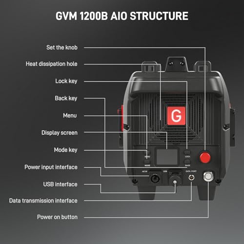 GVM 1200W LED Video Light, 1200B AIO Film Lighting Kit, 42800lux/3m Photography Lighting kit with DMX Control, Continuous Output Video Lighting for TV Productions, Live Broadcasts - color: 1