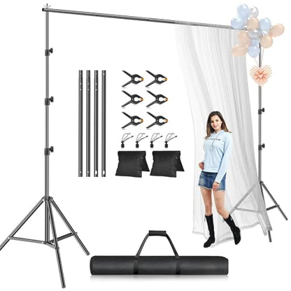 EMART Photo Backdrop Stand kit, 10 x 10 ft Back Drop Adjustable Frame for Photography, Photoshoot Banner Background Support Holder for Parties Dectoration - size: 10x10ft