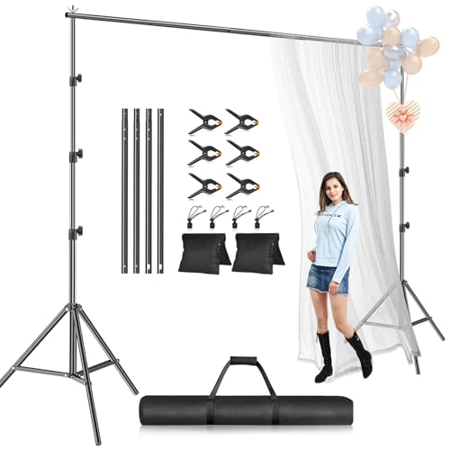 EMART Photo Backdrop Stand kit, 10 x 10 ft Back Drop Adjustable Frame for Photography, Photoshoot Banner Background Support Holder for Parties Dectoration - size: 10x10ft