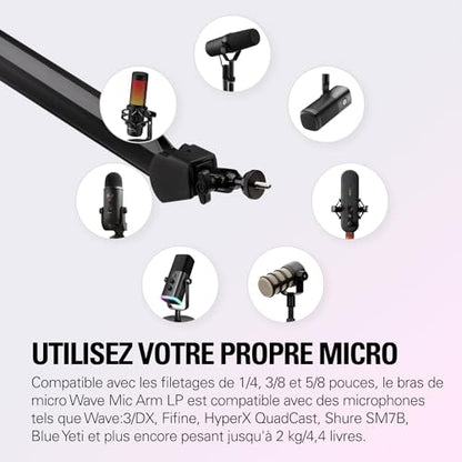 Elgato Wave Mic Arm High Rise, Broadcasting Boom Arm | 750mm vertical reach, Internal springs, Integrated cable channels, Custom counterweight, Desk clamp included