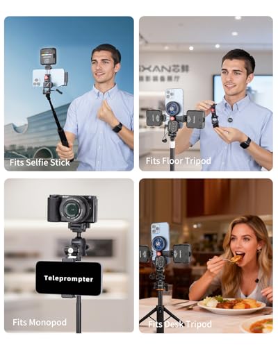 Metal Phone Tripod Mount Adapter, Smartphone Holder Clamp Support Stand with Cold Shoe, Compatible with iPhone, Samsung on Tripod, Camera, Gimbal, Selfie Stick for Live Streaming, Video Shooting - style: Premium-Aluminum Alloy