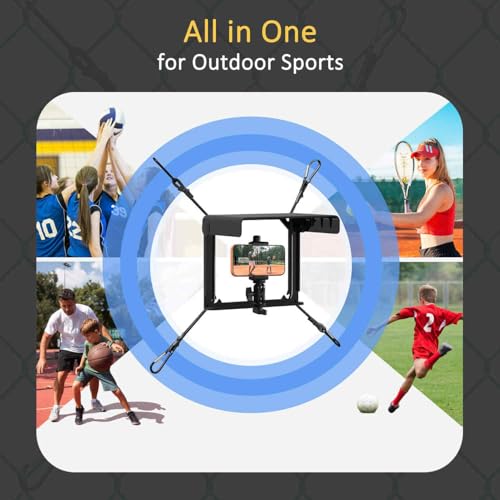 Cell Phone Fence Mount with Shade, Phones Holder Mounting Kit for iPhone, Mevo Start and Other Action Cameras, for Recording Baseball, Hockey, Softball and Tennis Games (Black)