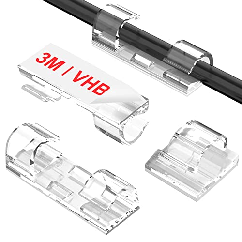 Adhesive Cable Clips Clear (40PCS, M), Upgraded Wire Holders for Wall, Strong Cord Organizer Under Desk, Car, PC, Christmas Light Indoor/Outdoor - color: Clear, size: M