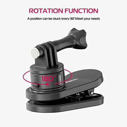 ULANZI Backpack Mount for Action Camera, Go Quick II Magnetic Suction Clip Clamp Mount Quick Release Shoulder Strap Holder Universal Accessories for Max Hero 13 12 11 10 9 8 7 6 5 Black DJI Action