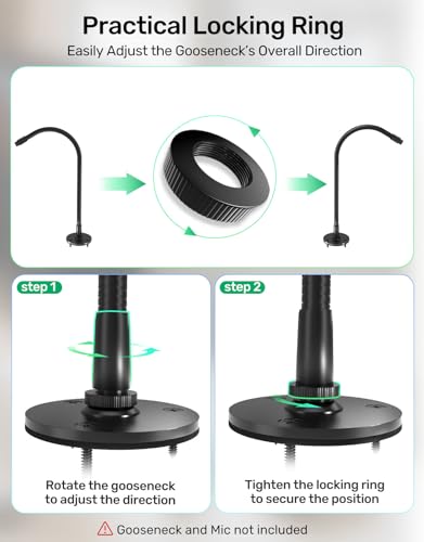 Mic Podium Flange Mounts with Pad, 5/8" Thread Microphone Gooseneck Table Stand, Sturdy Metal Wall Mountable Mic Flange Mount Bracket, Ideal for Podium Mic Stand and Various Settings, Black - size: 1 PC