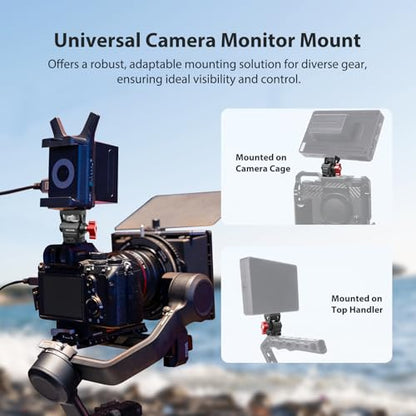 Camera Monitor Mount with Cold Shoe, Aluminum Cold Shoe Mount Adapter with 1/4″ Screw for LED Light Microphone Cage, Field Monitor Holder 360° Swivel & 180° Tilt Damping (63146) - style: With Knob - Cold Shoe Base