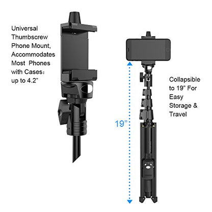 Fugetek 51" Professional Selfie Stick Tripod, 100% All Aluminum Stick & Legs, Lightweight, Detachable Bluetooth Remote, Portable All in One, Compatible with iPhone & Android, Non Skid Feet, Black - style: Tripod