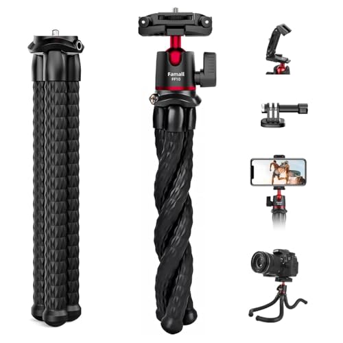 Portable Camera Tripod, Mini Flexible Stand for Phone with Cold Shoe Phone Mount for iPhone iPhone 17 16 15 14 Pro Max XS Max X Canon Nikon Sony DJ Pocket 3 Cameras Gopro Travel