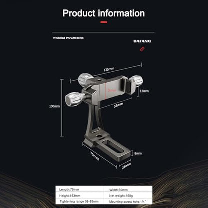 Ultralight Phone Tripod Mount T6061 Aerospace Aluminum 150g 360° Ball Head Auto-Clamp Gravity Sensor Fit 58-88mm Phones for Vlogging/Car/Desktop Filming (YH-BFZ-01C)