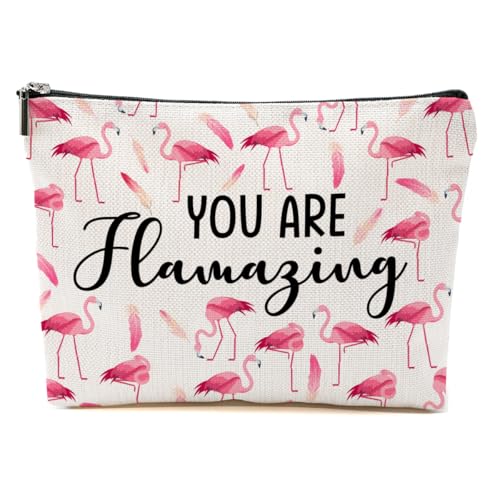 Funny Flamingo Makeup Bag for Women, Portable Cosmetic Bag Travel Organizer Toiletry Accessories, Roomy Makeup Pouch Birthday Christmas Flamingo Gifts for Women Friends - color: Multicolor 1407