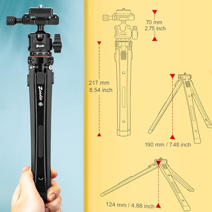 Zeadio All-in-One Metal Tripod Kit with Arca Ball Head, Phone Stand and Action Camera Adapter for Recording/YouTube/Filming/Vlogs, Compact Travel Tripod for Camera, Gimbal & Action Cam etc - style: With Arca Ball Head