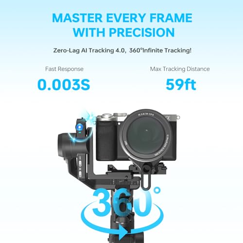 FeiyuTech SCORP Mini 3 Pro Gimbal Stabilizer/AI Tracking 4.0&Detachable Smart Handle|Holds Mirrorless Cameras,Smartphones,Action Cam up to 4.4lbs|Wireless Control,No App Gestures,Cooling Mount
