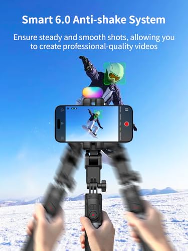 AOCHUAN Gimbal Stabilizer for Smartphone, 4 in 1 Phone Gimbal w/360° Rotation for iPhone/Andriod Sefie Stick Tripod w/Auto Face Tracking and Wireless Remote for TIK Tok YouTube Vlogging-M1 Pro Black - color: Black