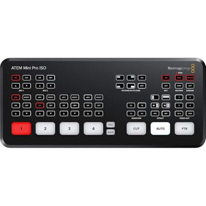 Blackmagic Design ATEM Mini Pro ISO HDMI Live Stream Switcher Bundle with 6’ HDMI Cable, 7’ Cat5e Cable, and 5-Pack of SolidSignal Cable Ties (SWATEMMINIBPRISO) - style: Mini Pro ISO