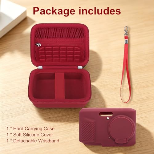 Case for Kodak PIXPRO FZ45 Digital Camera (Hard Case + Soft Silicone Cover) | Kodak PIXPRO FZ45 Digital Camera Hard Carrying Case and Soft Silicone Protective Case with Removable Lens Cover, Red - color: Red