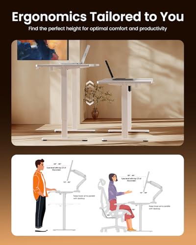 ErGear Height Adjustable Electric Standing Desk, 32 x 19 Inches Sit Stand up Desk with Memory Presets, Computer Home Office Desk, White - color: White, size: 31.5 X 18.9 Inches