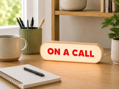 ON A CALL Sign Light Box, Do Not Disturb Meeting In Progress Indicator Lamp, Video Conference, Zoom, Webcam Live Streaming, Gaming Room Decor, USB Powered Warning Light