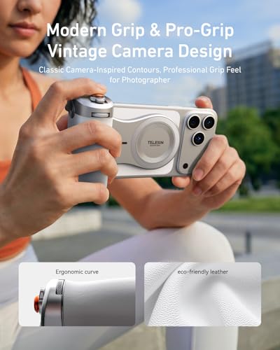 TELESIN Magnetic Imaging Master Grip, Ergonomic DSLR-Style Phone Camera Grip with 3200mAh Battery, Wireless Shutter Button, Custom Colorful Keycaps, Strong Magnetic Hold for iPhone Mag-Safe & Android - color: Pro Shot Imaging Grip