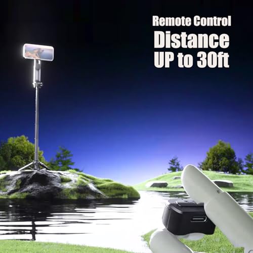 4 in 1 Magnetic Tripod Pocket Selfie Stick Extends to 1.5ft (47.5cm) Cell Phone Stand Portable Camera Grip Handle with Wireless Detachable Remote Control for Photograph/Live Streaming/Video