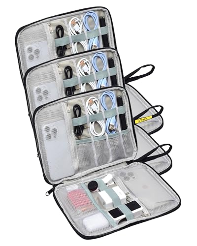 Travel Cable Organizer Pouch Electronic Accessories Carry Case | 3 Pack Large Electronics Travel Organizer Tech Storage Bag for Cords, Chargers, Power Bank, SD Card, Phone, Earphone Black - size: 3 Pack Large