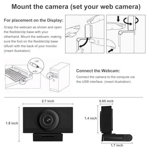 MEGREZ 4K Webcam with Microphone, AutoFocus HD USB C Web Camera with Privacy Cover, Plug & Play Streaming Webcam for Zoom Meetings, Skype, YouTube, Laptop/Desktop/PC