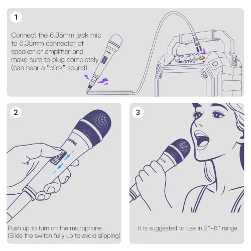 FIFINE Karaoke Microphone, Dynamic Vocal Microphone for Speaker, 6.35MM Wired Handheld Mic with On and Off Switch and 14.8ft Detachable Cable-K6