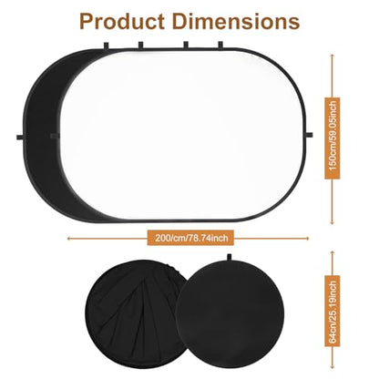 5x6.5ft/1.5x2m White Black Photo Backdrop, Double-Sided Pop Up Photography Background with Carry Bag Reversible Collapsible Backdrops for Photoshoot TikTok YouTube Video Live Streaming - color: Black/White, size: 5 x 6.5 ft