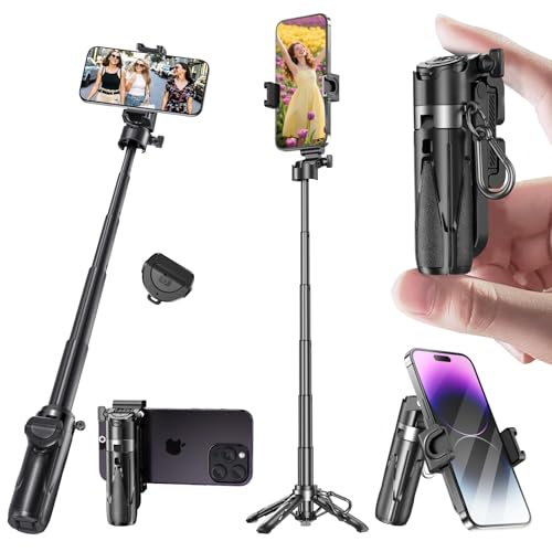Selfie Sticks for iPhone, 4-in-1 Multi-Functional Phone Tripod with Remote Control, Pocket-Sized Mini Selfie Stick, Suitable for Photography, Live Streaming, Outdoor Travel Essentials - style: Clamp