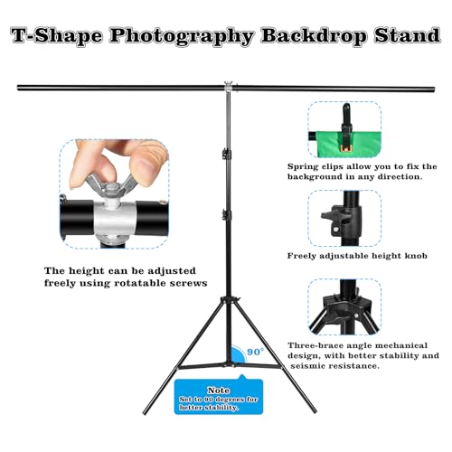 Green Screen Backdrop Kit, 6.5x5 Ft FT T-Shape Stand for Photography | Portable Green Screen Kit,4 Clamps, Carrying Case for Video Recording, Live Streaming, Gaming and Zoom Meetings - size: 6.5ft x 5ft