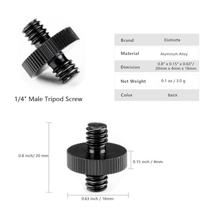 4 Pack 1/4" Male to 1/4" Male Threaded Adapter for Camera Cage Mount, Double Sided Tripod Screw Thread for Light Stand Shoulder Rig Stud Mounting Accessories - color: Black-4 pack