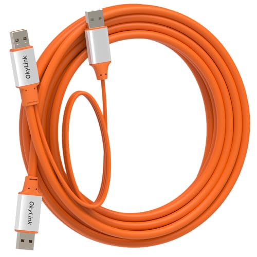 OkyLink Active USB 3.2 Gen 2 A to A Cable Male to Male 10Gbps, 15ft | 5m with External Power, Long Range 10Gbps, Orange Cable, for Office Cabling & Long-Distance Data Transmission - color: USB3.2(10Gbps), size: 15ft (5m)