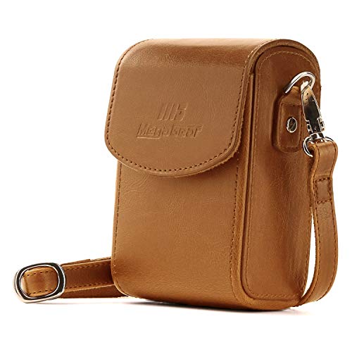 MegaGear MG768 Leather Camera Case with Strap compatible with Canon PowerShot G7 X Mark III, G7 X Mark II, G7 X - Light Brown - color: Light Brown