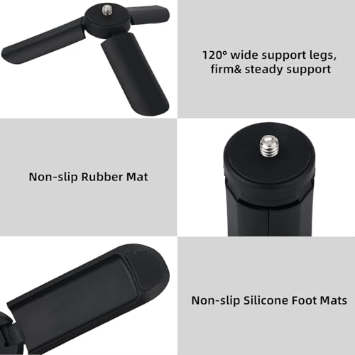 Mini Tripod for DJI Osmo Pocket 4P/4/3/2 & Action 6/5 Pro/4/3/Nano, Portable Tabletop Tripod Stand, Hand Grip Selfie Stick with 1/4'' Screw for Insta360 Luna Ultra X5/X4/X3