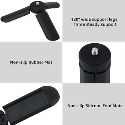 Mini Tripod for DJI Osmo Pocket 4P/4/3/2 & Action 6/5 Pro/4/3/Nano, Portable Tabletop Tripod Stand, Hand Grip Selfie Stick with 1/4'' Screw for Insta360 Luna Ultra X5/X4/X3