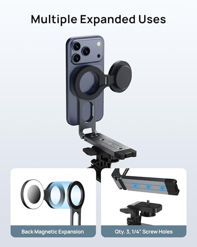 SODI Magnetic Phone Tripod Stand for iPhone - Strong Magnet Foldable Cell Phone Stand for Vlog, Gym, Travel Essentials, Mini Tripod Phone Stand Compatible with iPhone 17 16 15 14 13 12 Series - color: Gray