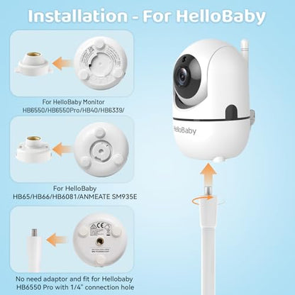 Baby Monitor Mount Compatible with HelloBaby for HB6550/ HB6560/ HB65/ HB6351/ HB40/ HB6339/ HB6336, ANMEATE SM935E Monitor, Adjustable Baby Monitor Stand Flexible Clip Clamp Mount No Drilling - style: for HelloBaby-Clip