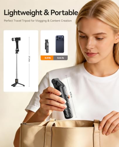 ORICO Portable Selfie Stick Tripod, 27.5'' Mini Tripod for iPhone - SPV70 | Extendable Stand with Detachable Wireless Remote & 360° Rotating Phone Holder – Ideal for Content Creators, Vloggers, Travel - size: 27.5''